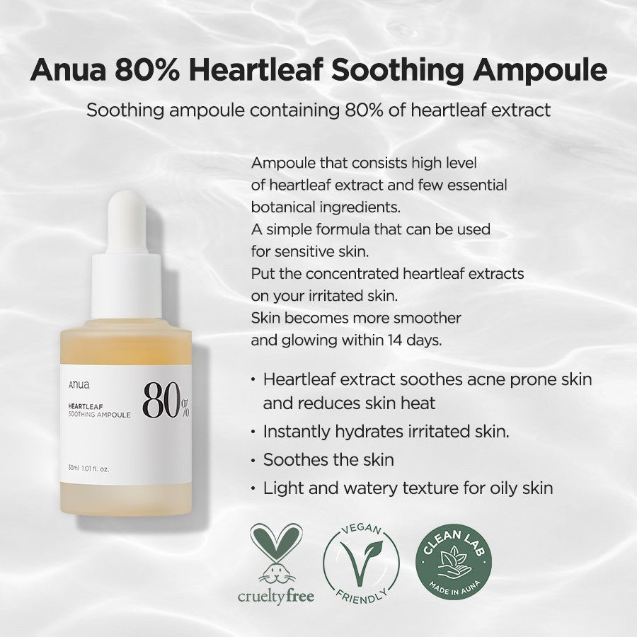 Anua Heartleaf 80% Moisture Soothing Ampoule 30ml