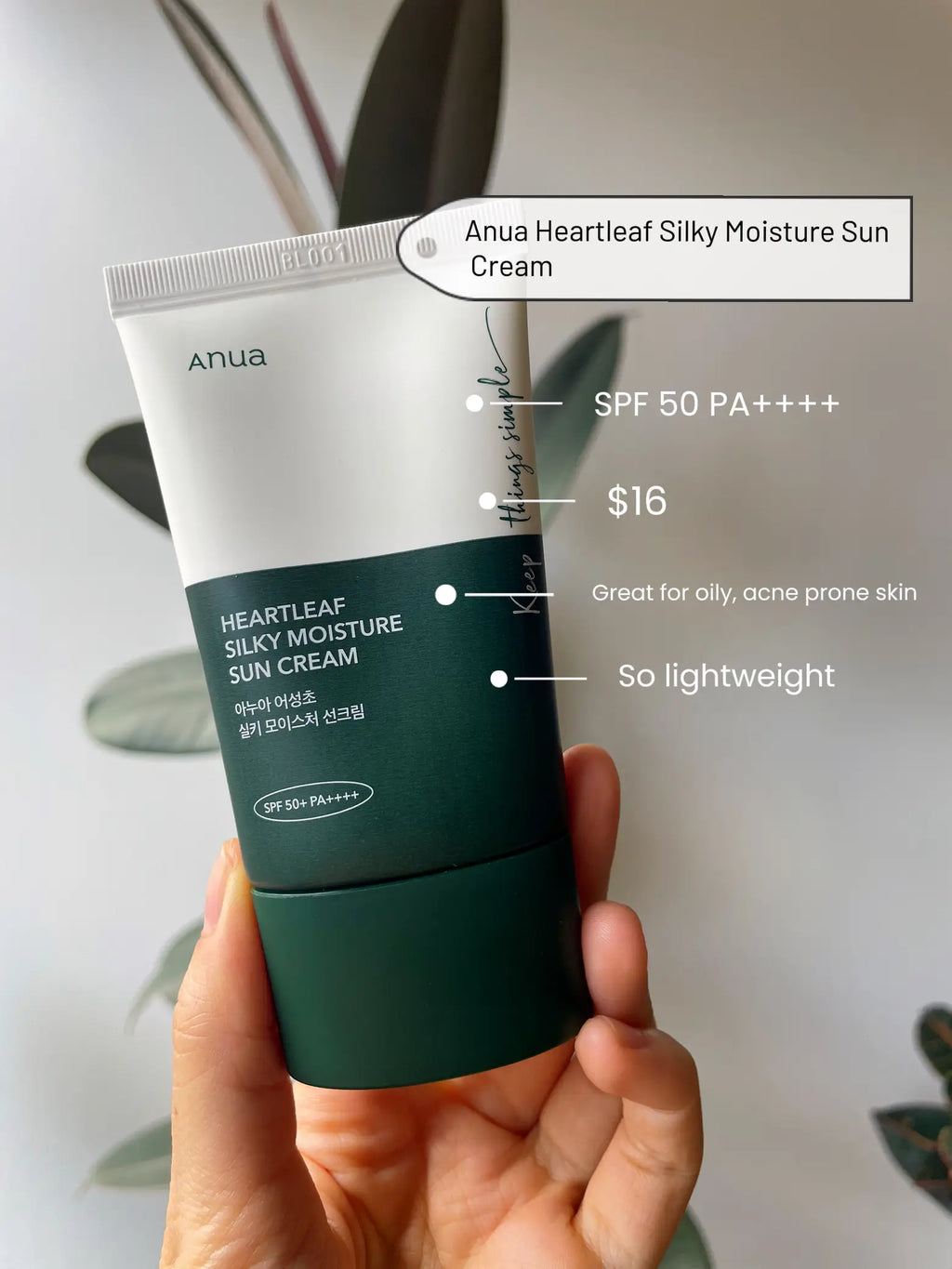 Anua Heartleaf Silky Moisture Sun Cream SPF50 PA++++ 50ml